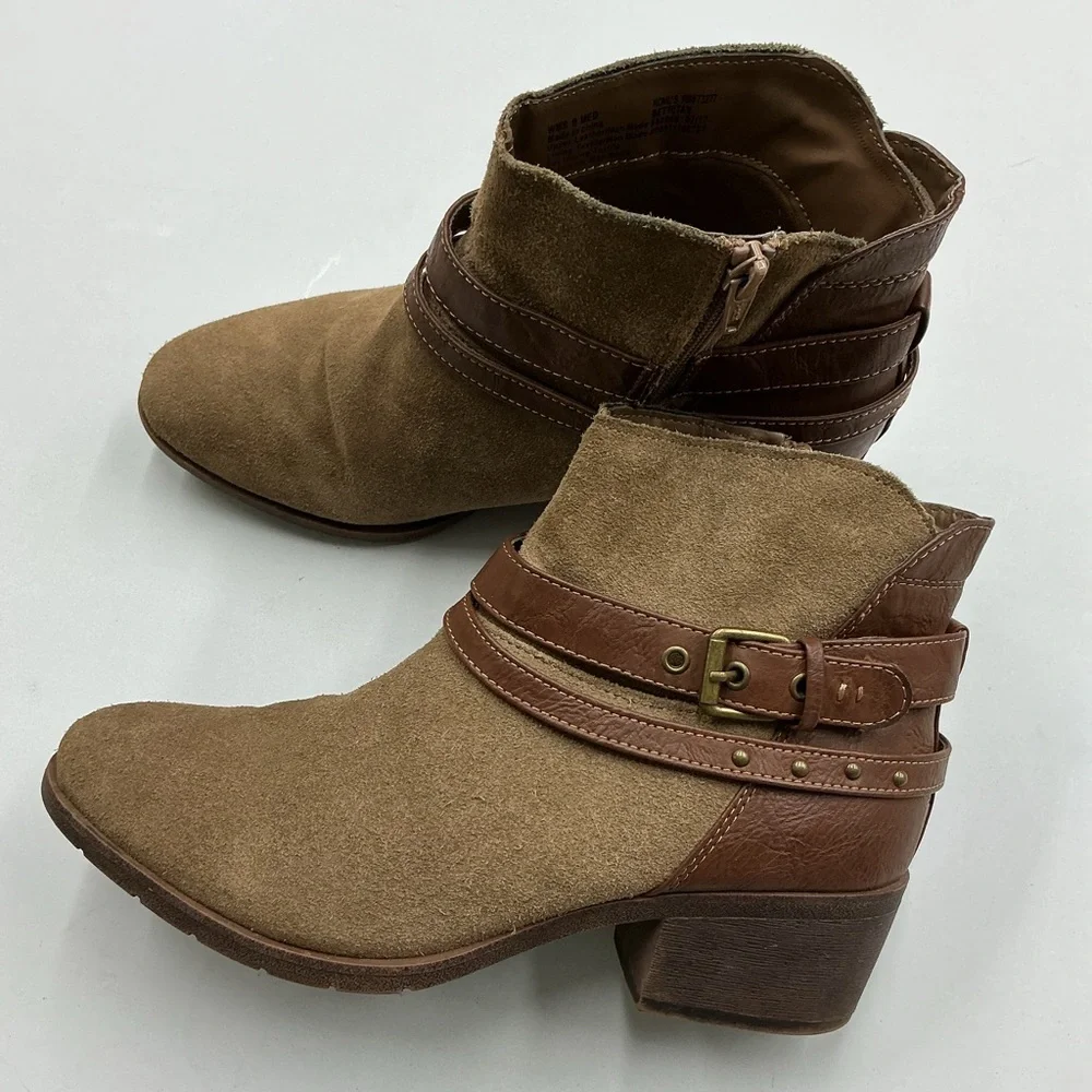 Sonoma Tan and Brown Ankle Boots with Strap Detail